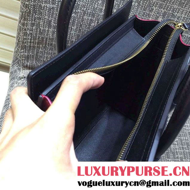 Celine Luggage Nano Tote Bag in Original Leather Black/Peach/Burgundy 2016