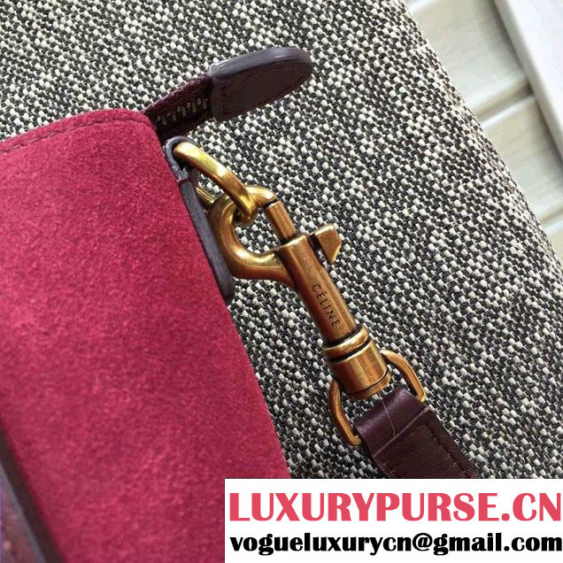 Celine Luggage Nano Tote Bag in Original Leather Burgundy/Beige/Suede Red 2016