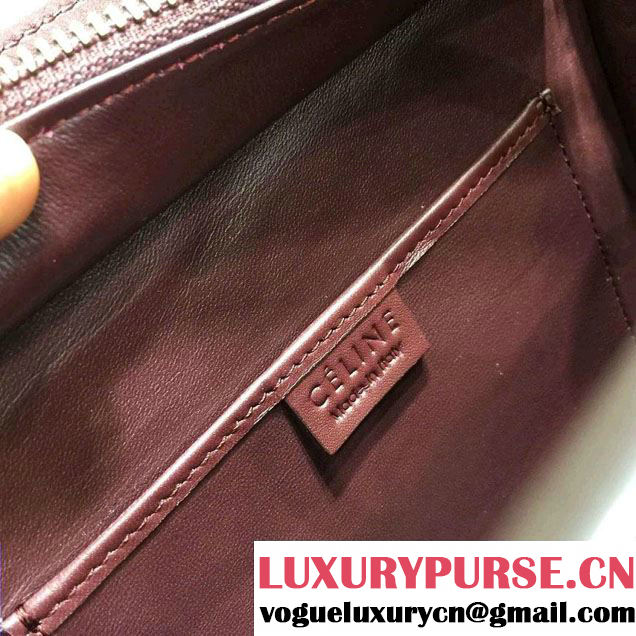 Celine Luggage Nano Tote Bag in Original Leather Burgundy/Beige/Suede Red 2016