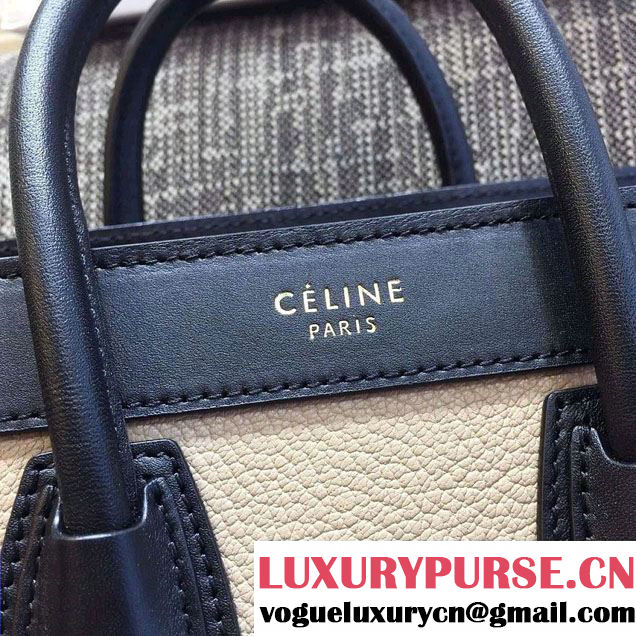 Celine Luggage Nano Tote Bag in Original Leather Navy Blue/Grained Beige/Blue 2016