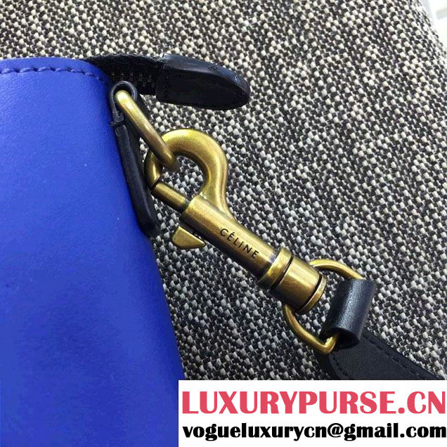 Celine Luggage Nano Tote Bag in Original Leather Navy Blue/Grained Beige/Blue 2016