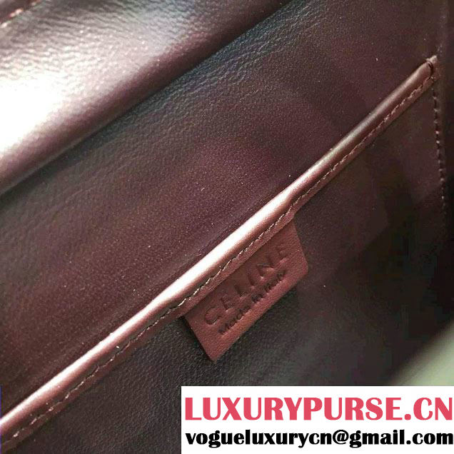 Celine Luggage Nano Tote Bag in Original Leather Burgundy/Grained White/Crinkle Pink 2016