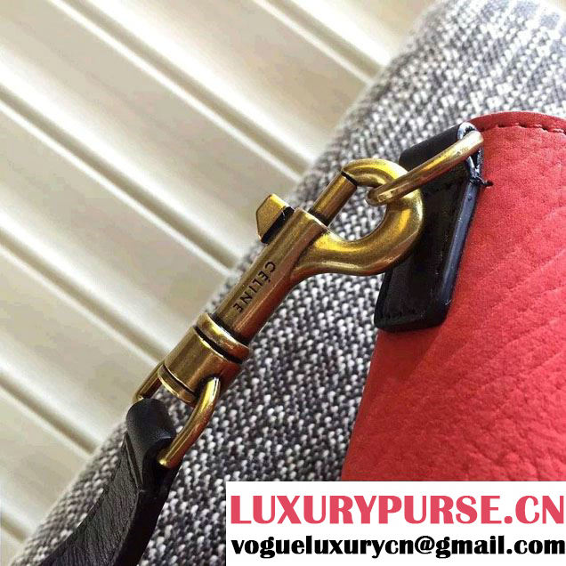 Celine Luggage Nano Tote Bag in Original Leather Black/Grained Nay Blue/Crinkle Red 2016