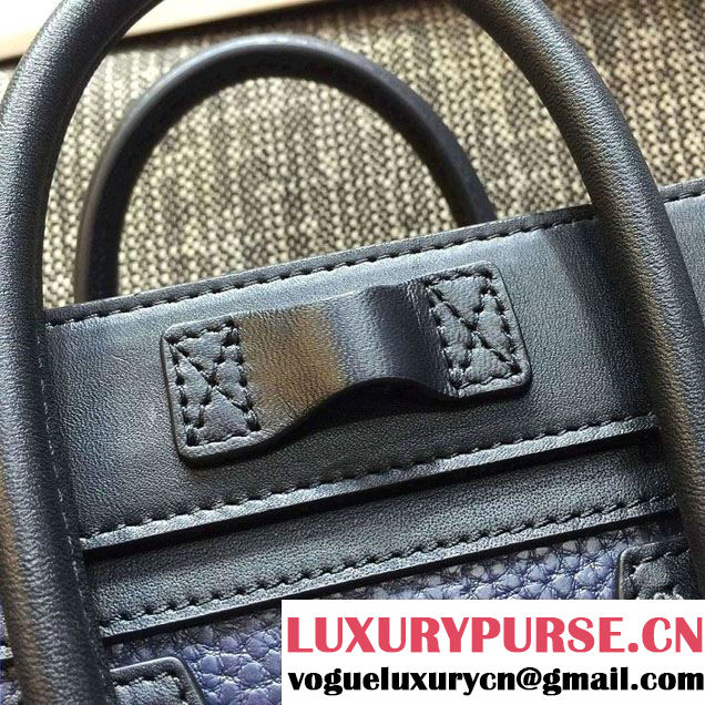 Celine Luggage Nano Tote Bag in Original Leather Black/Grained Nay Blue/Crinkle Red 2016
