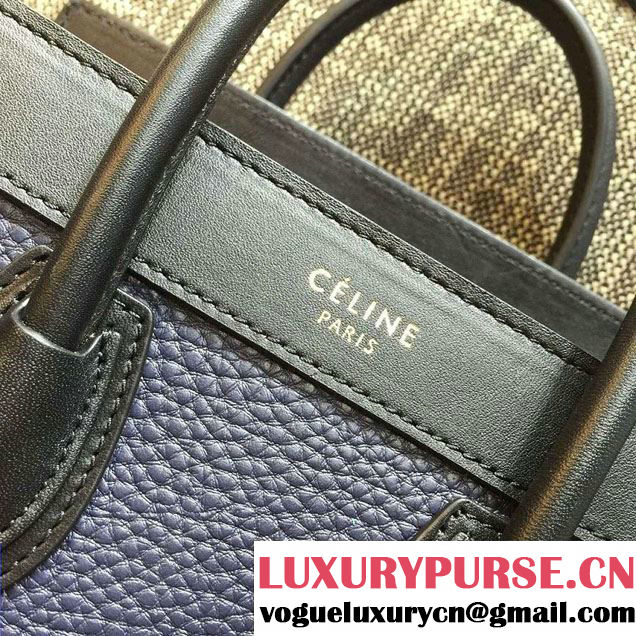 Celine Luggage Nano Tote Bag in Original Leather Black/Grained Nay Blue/Crinkle Red 2016