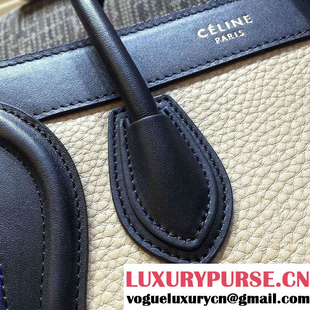 Celine Luggage Nano Tote Bag in Original Leather Black/Grained White/Etoupe 2016
