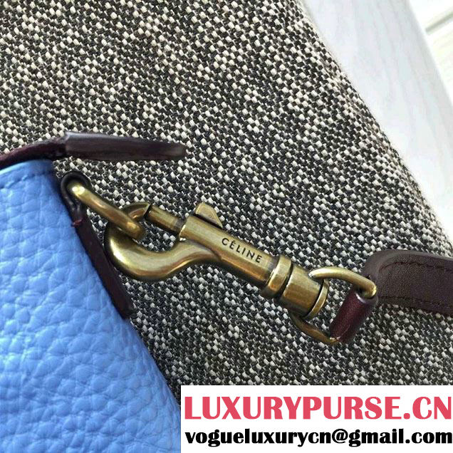 Celine Luggage Nano Tote Bag in Original Leather Burgundy/Grained White/Grained Sky Blue 2016