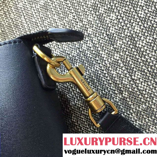 Celine Luggage Nano Tote Bag in Original Leather Black/Royal Blue/Sky Blue 2016
