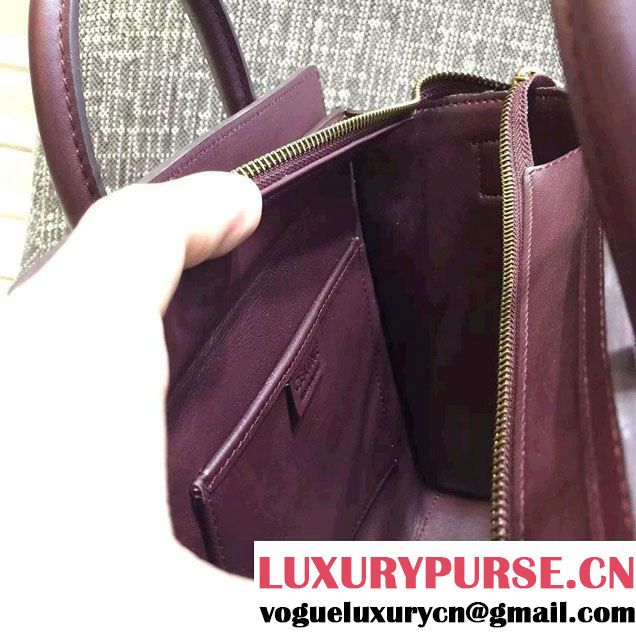 Celine Luggage Nano Tote Bag in Original Leather Burgundy/Fabric 2016