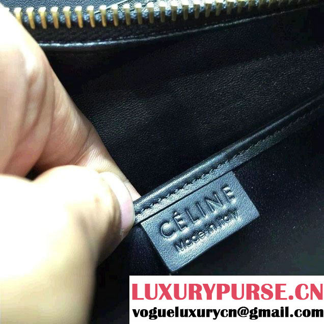 Celine Luggage Nano Tote Bag in Original Leather Black/Fabric 2016