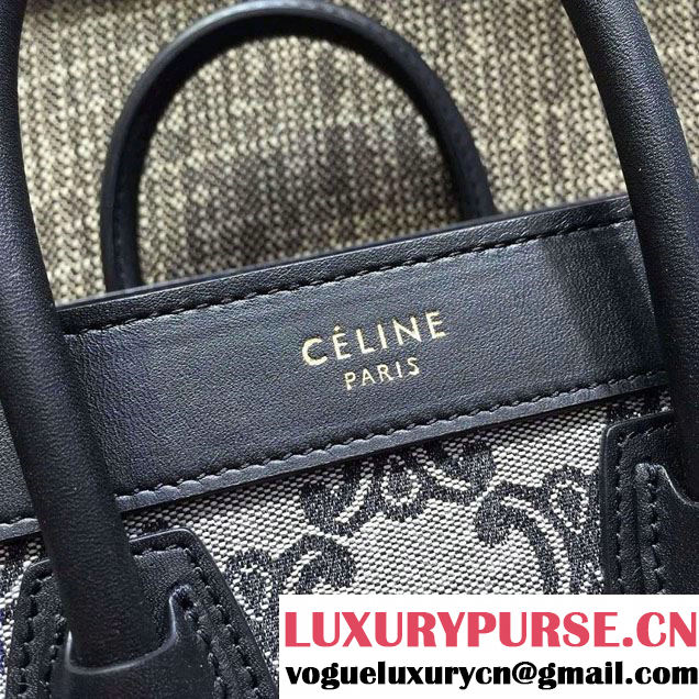 Celine Luggage Nano Tote Bag in Original Leather Black/Fabric 2016
