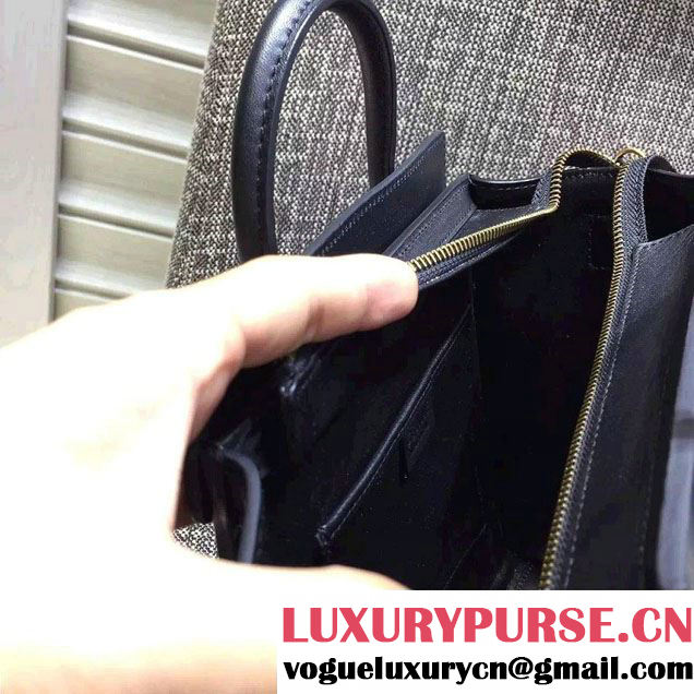 Celine Luggage Nano Tote Bag in Original Leather Black/Fabric 2016