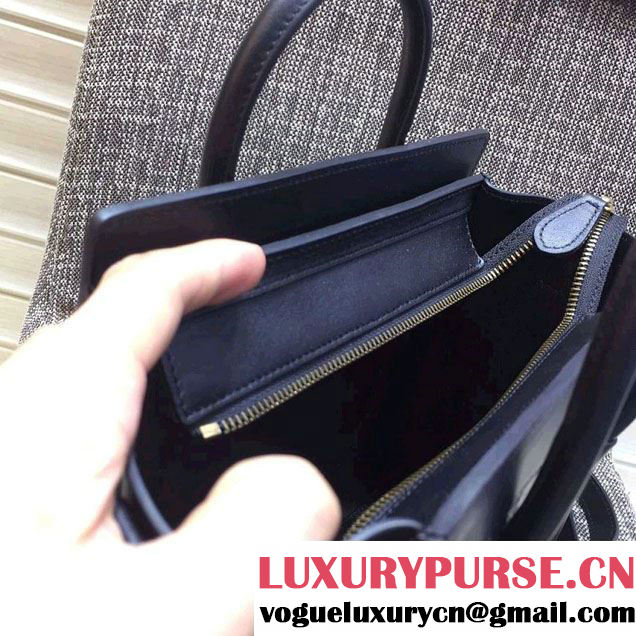 Celine Luggage Nano Tote Bag in Original Leather Black/Croco Pattern 2016
