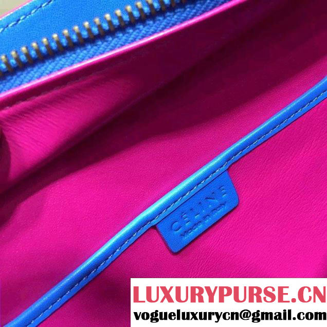 Celine Luggage Nano Tote Bag in Original Leather Electric Blue/Fushia 2016