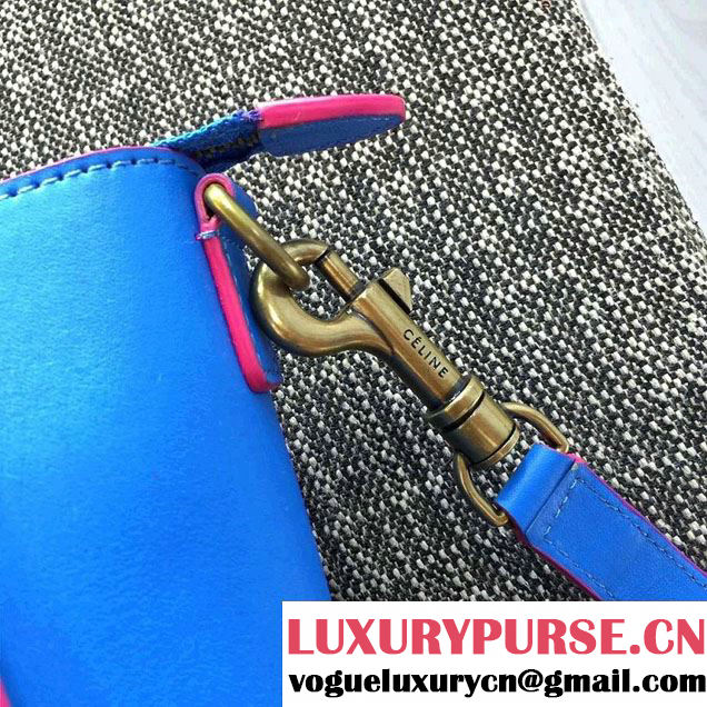 Celine Luggage Nano Tote Bag in Original Leather Electric Blue/Fushia 2016