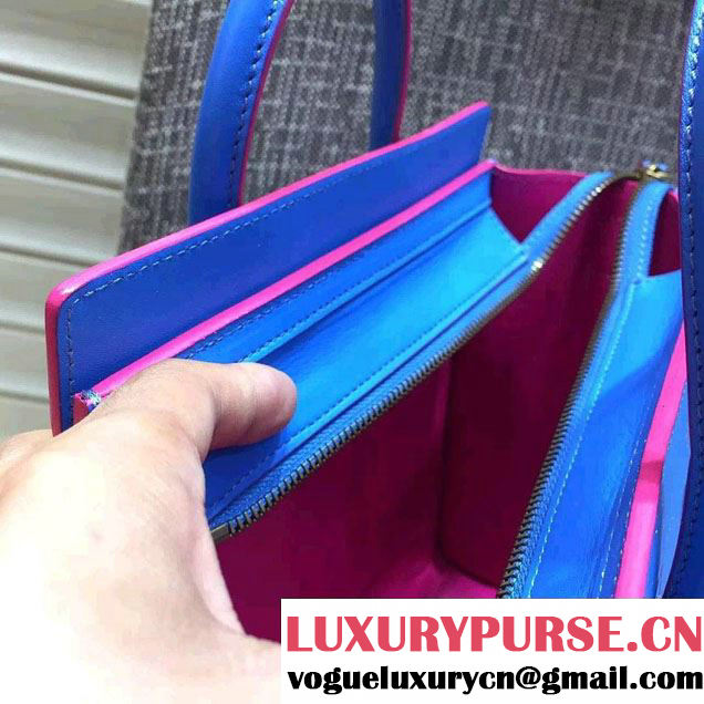 Celine Luggage Nano Tote Bag in Original Leather Electric Blue/Fushia 2016