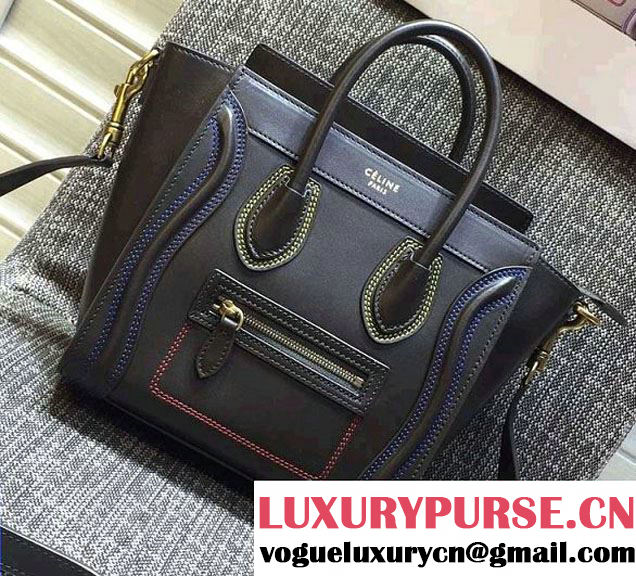 Celine Luggage Nano Tote Bag in Original Leather Olive Green/Blue/Red/Yellow 2016