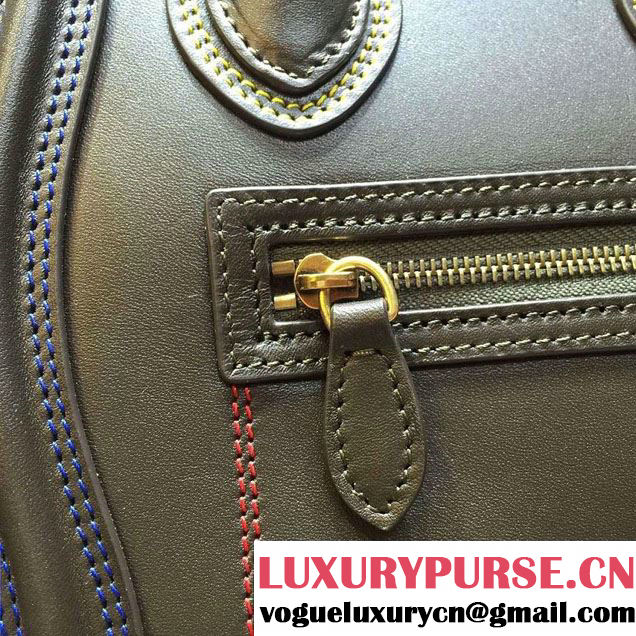 Celine Luggage Nano Tote Bag in Original Leather Olive Green/Blue/Red/Yellow 2016