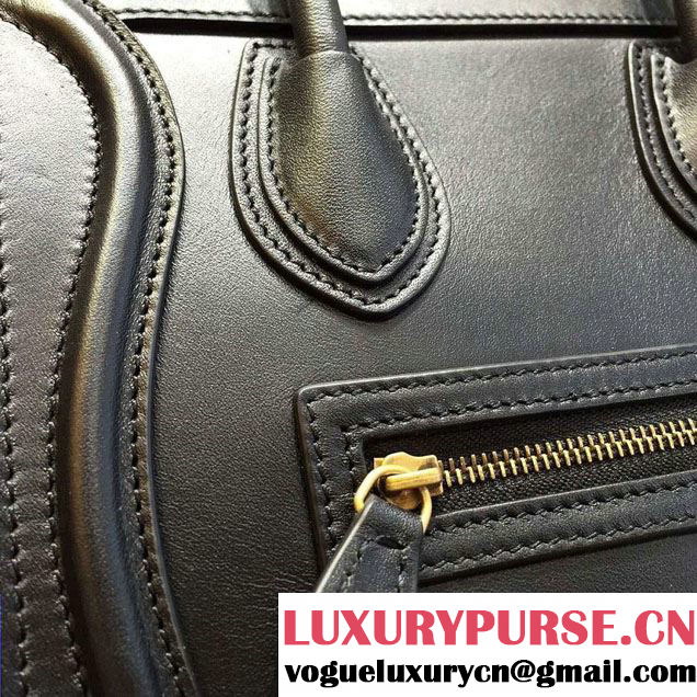 Celine Luggage Nano Tote Bag in Original Smooth Calfskin Black 2016