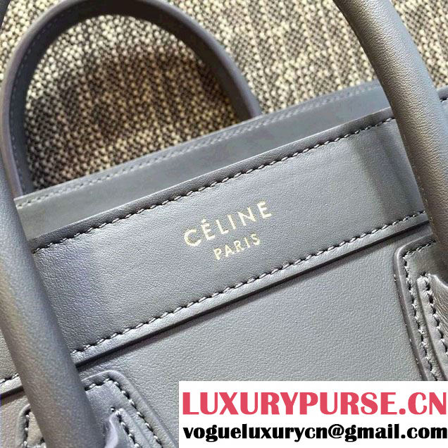 Celine Luggage Nano Tote Bag in Original Smooth Calfskin Gray 2016