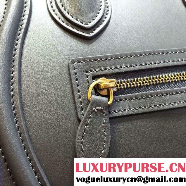 Celine Luggage Nano Tote Bag in Original Smooth Calfskin Gray 2016