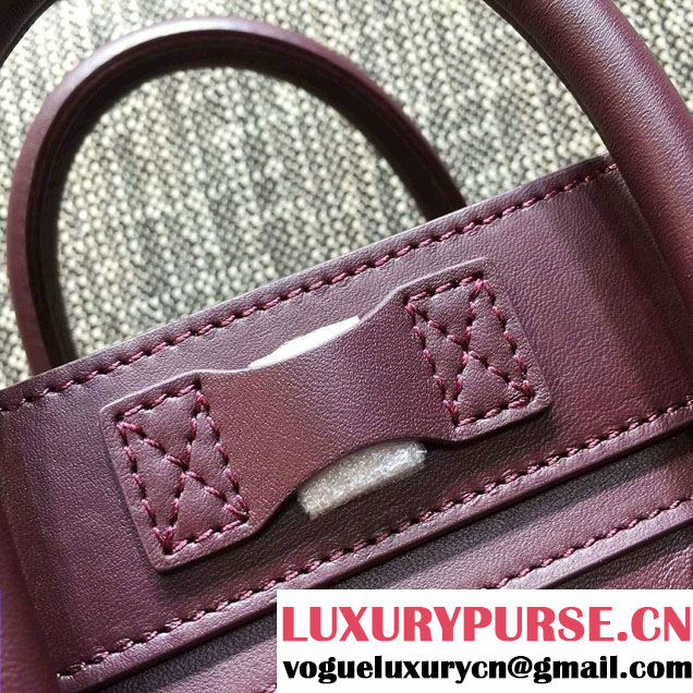 Celine Luggage Nano Tote Bag in Original Smooth Calfskin Burgundy 2016