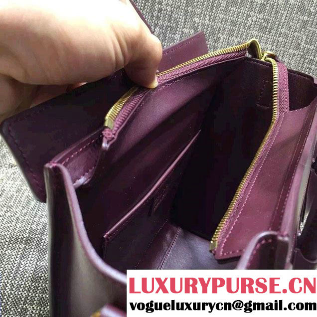 Celine Luggage Nano Tote Bag in Original Smooth Calfskin Burgundy 2016