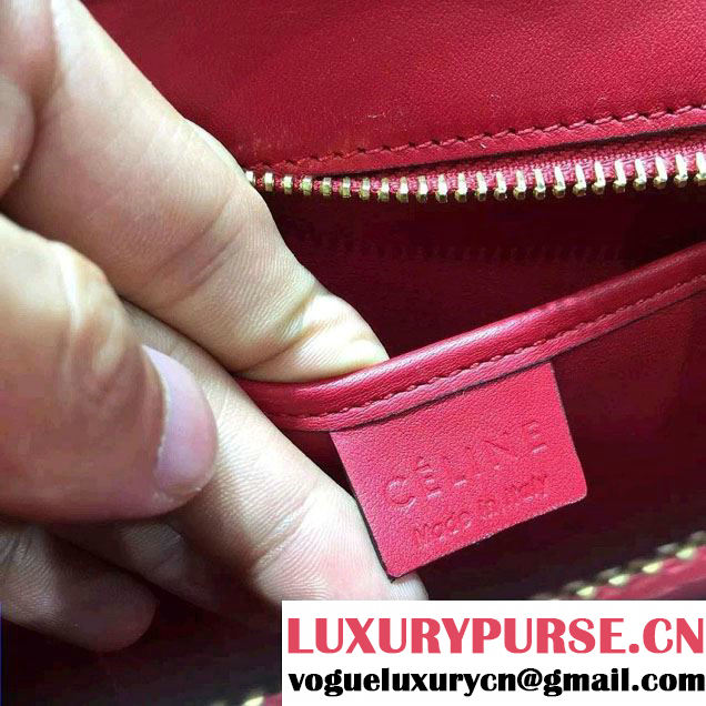 Celine Luggage Nano Tote Bag in Original Smooth Calfskin Red 2016