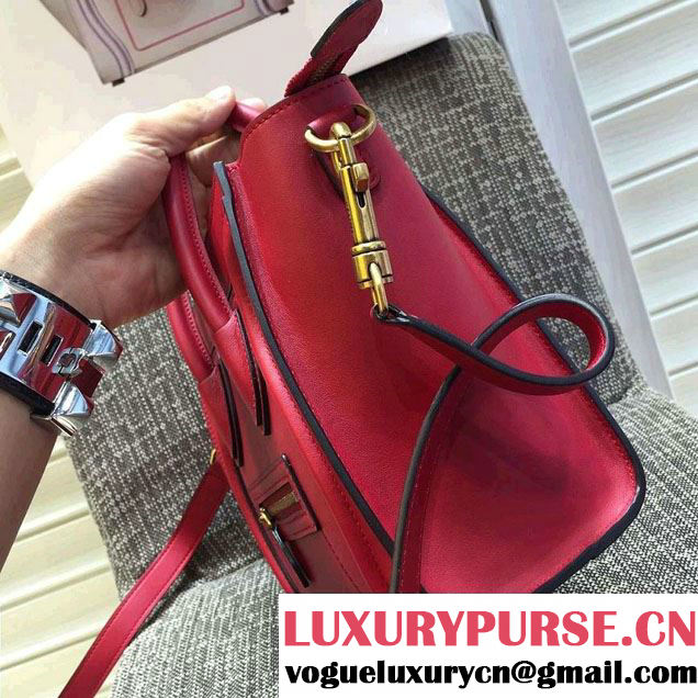 Celine Luggage Nano Tote Bag in Original Smooth Calfskin Red 2016