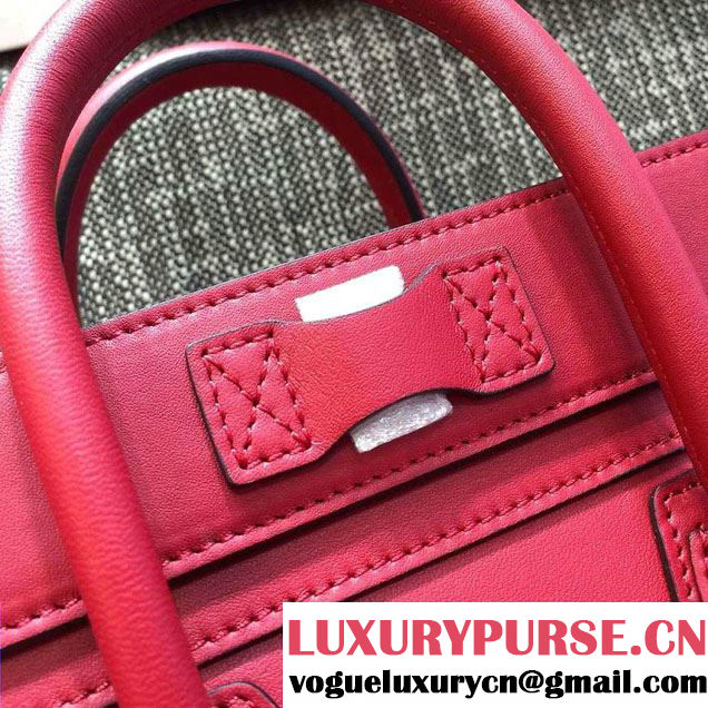 Celine Luggage Nano Tote Bag in Original Smooth Calfskin Red 2016