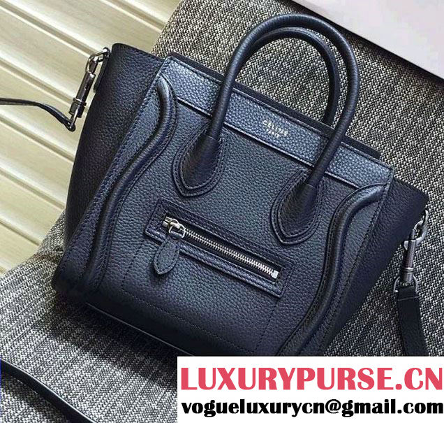 Celine Luggage Nano Tote Bag in Original Grained Leather Black 2016