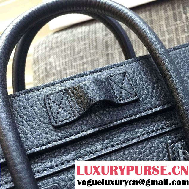 Celine Luggage Nano Tote Bag in Original Grained Leather Black 2016