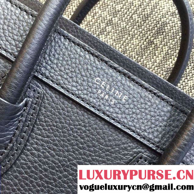 Celine Luggage Nano Tote Bag in Original Grained Leather Black 2016