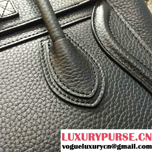 Celine Luggage Nano Tote Bag in Original Grained Leather Black 2016