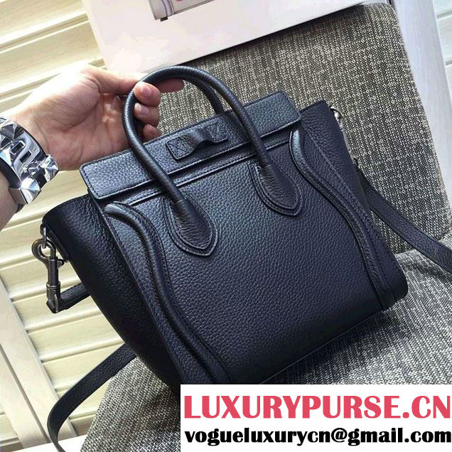 Celine Luggage Nano Tote Bag in Original Grained Leather Black 2016