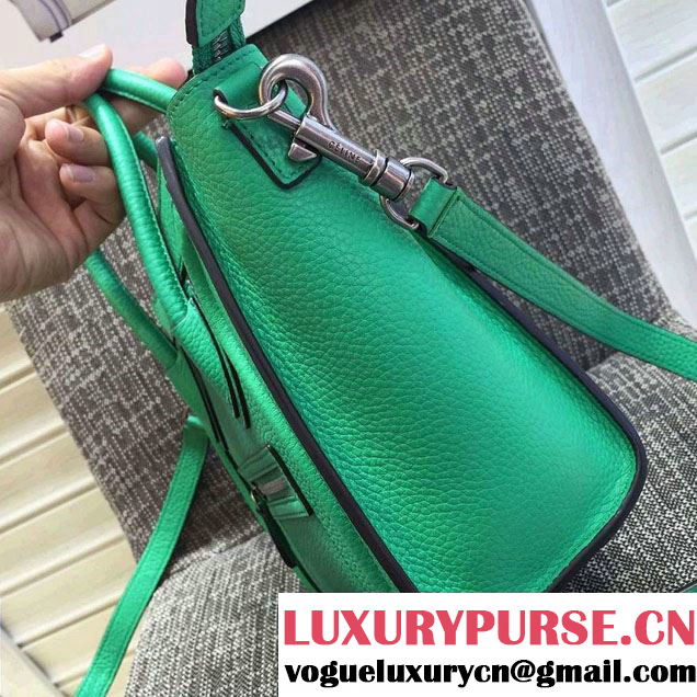 Celine Luggage Nano Tote Bag in Original Grained Leather Green 2016
