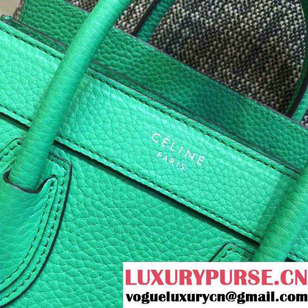 Celine Luggage Nano Tote Bag in Original Grained Leather Green 2016