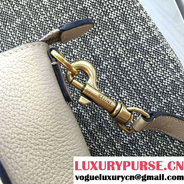 Celine Luggage Nano Tote Bag in Original Grained Leather Beige/Royal Blue 2016