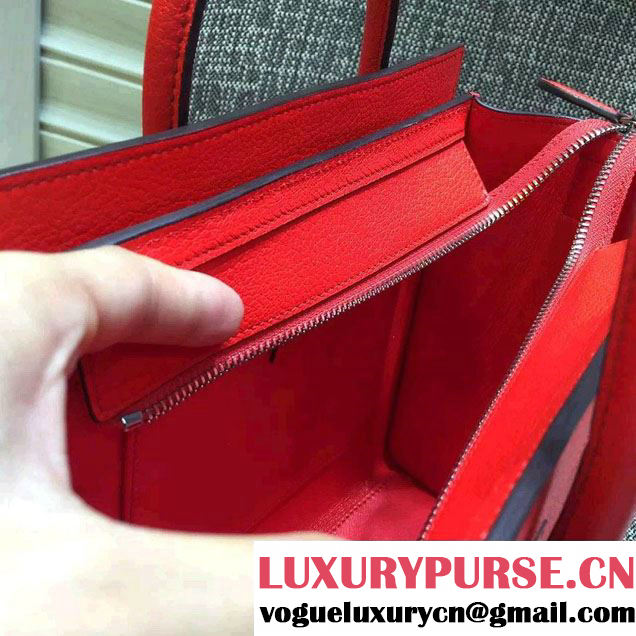 Celine Luggage Nano Tote Bag in Original Goatskin Leather Cerise 2016
