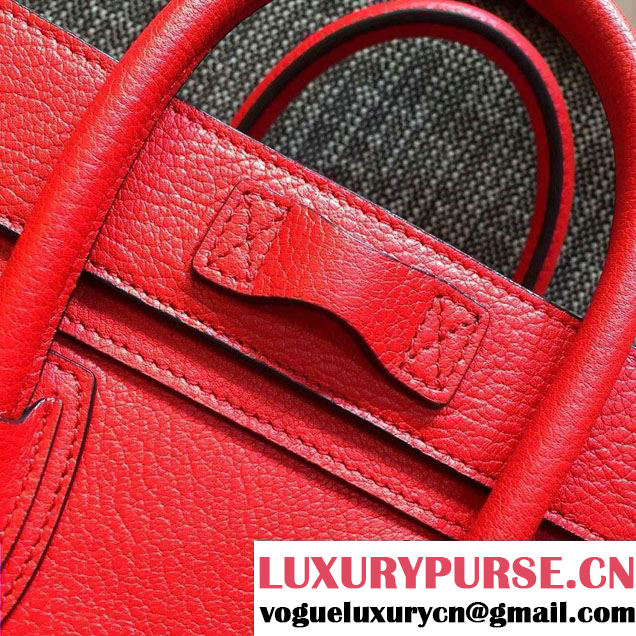 Celine Luggage Nano Tote Bag in Original Goatskin Leather Cerise 2016
