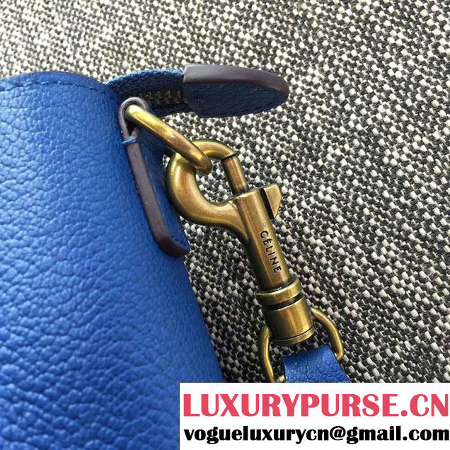 Celine Luggage Nano Tote Bag in Original Goatskin Leather Blue 2016