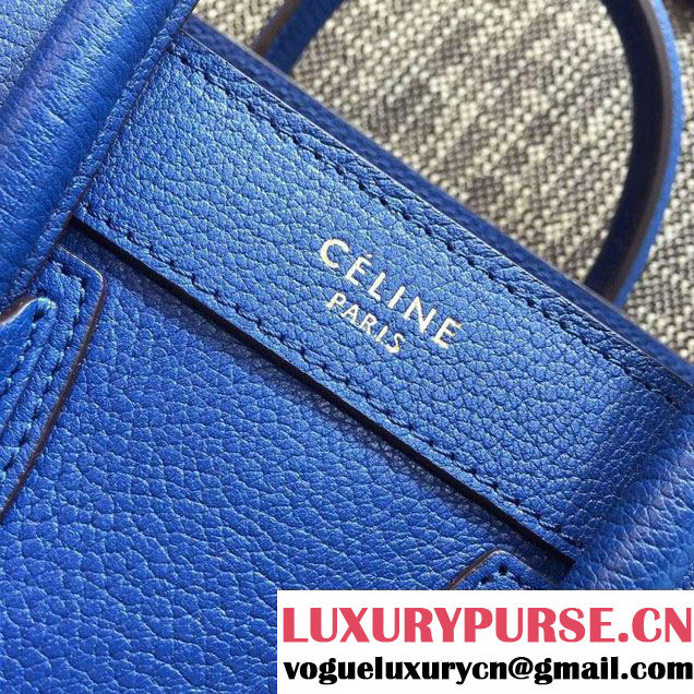 Celine Luggage Nano Tote Bag in Original Goatskin Leather Blue 2016