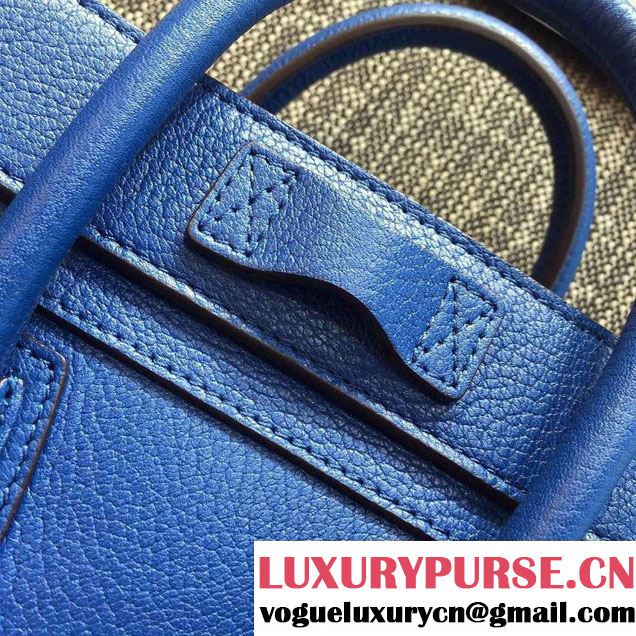 Celine Luggage Nano Tote Bag in Original Goatskin Leather Blue 2016