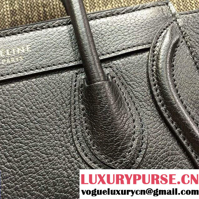 Celine Luggage Nano Tote Bag in Original Goatskin Leather Black 2016