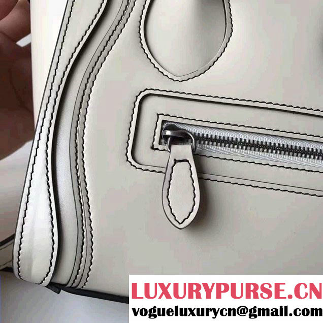 Celine Luggage Nano Tote Bag In Original Calfskin Leather White 2017