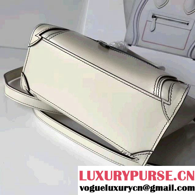 Celine Luggage Nano Tote Bag In Original Calfskin Leather White 2017
