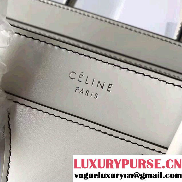 Celine Luggage Nano Tote Bag In Original Calfskin Leather White 2017