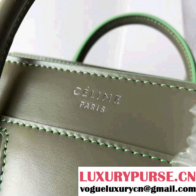 Celine Luggage Nano Tote Bag In Original Calfskin Leather Olive 2017