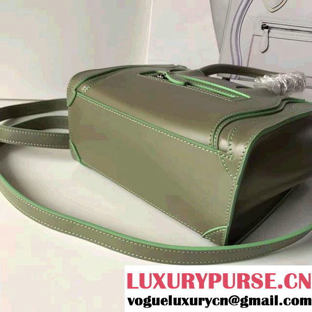 Celine Luggage Nano Tote Bag In Original Calfskin Leather Olive 2017