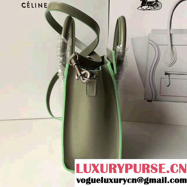 Celine Luggage Nano Tote Bag In Original Calfskin Leather Olive 2017